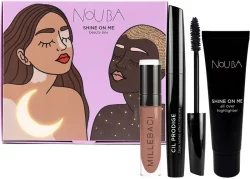 Подарунковий набір Nouba SHINE ON ME NUDE (туш для вій, губна помада, хайлайтер)