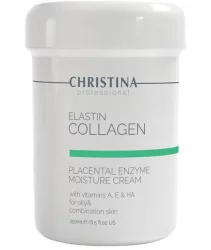 Зволожувальний крем для жирної шкіри Christina Elastin Collagen Placental Enzyme Moisture Cream with Vitamins A E & HA 250 мл