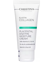 Зволожувальний крем для жирної шкіри Christina Elastin Collagen Placental Enzyme Moisture Cream with Vitamins A E & HA 60 мл