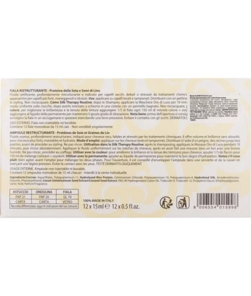 Відновлюючий флюїд для волосся з протеїнами шовку Barex Olioseta Oro Di Luce Repair Fluid 15 мл