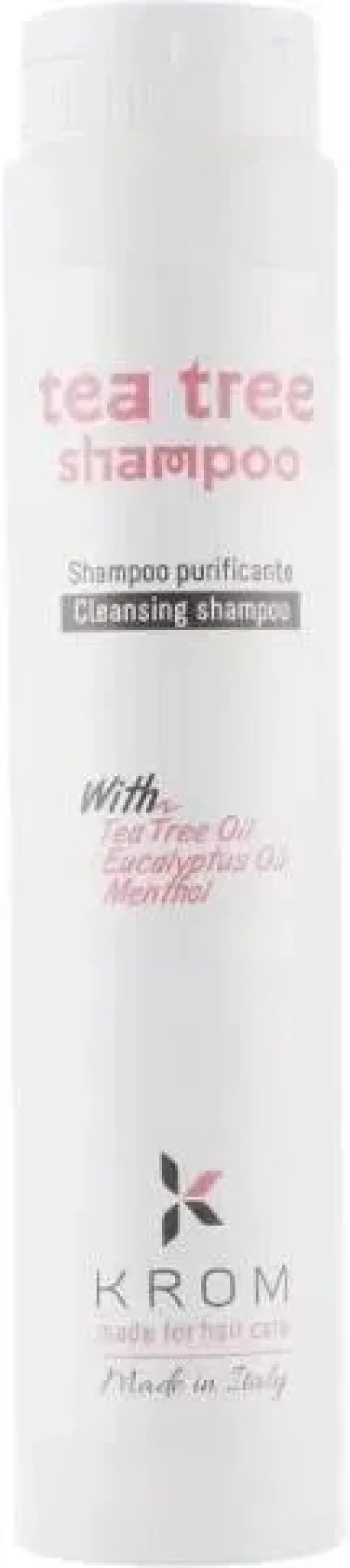 Шампунь очищувальний з ментолом, оліями чайного дерева та евкаліпта Krom Tea Tree Shampoo