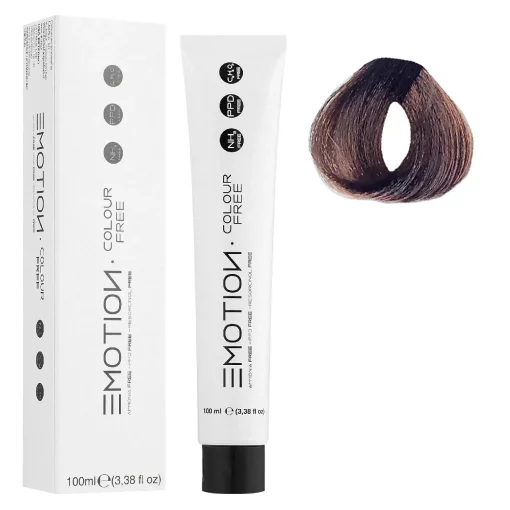 4/7 Стійка крем-фарба для волосся KROM Emotion Colour Free - Коричневий каштановий, 100 мл