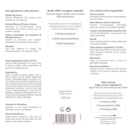 Гель Effiderm Антицеллюлитный дренажный для похудения, 125 мл