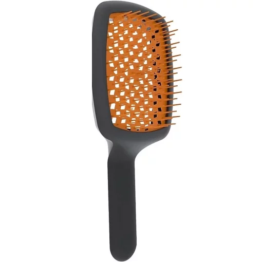 Масажна щітка з вигнутою ручкою чорна з помаранчевим Janeke Curvy Hairbrush