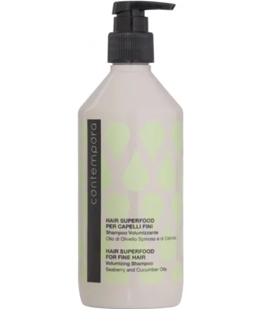 Шампунь для придания объема с маслом облепихи и огуречным маслом Contempora Hair Superfood For Fine Hair Volumizing Shampoo